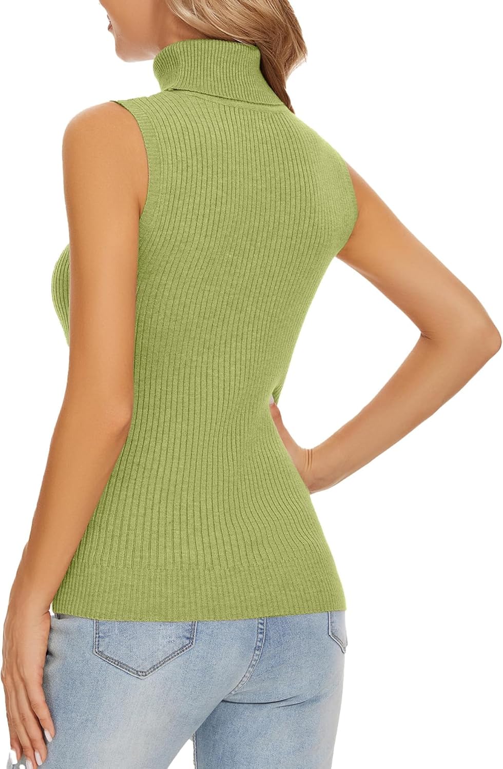 Sleeveless Turtlenecks Tops for Women Lightweight Knit Sleeveless Vest Stretchy Turtleneck small